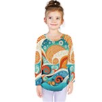 Waves Ocean Sea Abstract Whimsical Abstract Art Pattern Abstract Pattern Nature Water Seascape Kids  Long Sleeve T-Shirt
