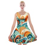 Waves Ocean Sea Abstract Whimsical Abstract Art Pattern Abstract Pattern Nature Water Seascape Velvet Skater Dress
