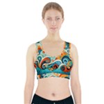 Waves Ocean Sea Abstract Whimsical Abstract Art Pattern Abstract Pattern Nature Water Seascape Sports Bra With Pocket