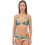 Waves Ocean Sea Abstract Whimsical Abstract Art Pattern Abstract Pattern Nature Water Seascape Double Strap Halter Bikini Set