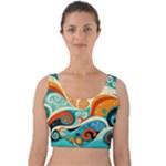 Waves Ocean Sea Abstract Whimsical Abstract Art Pattern Abstract Pattern Nature Water Seascape Velvet Crop Top