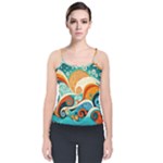 Waves Ocean Sea Abstract Whimsical Abstract Art Pattern Abstract Pattern Nature Water Seascape Velvet Spaghetti Strap Top