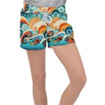 Waves Ocean Sea Abstract Whimsical Abstract Art Pattern Abstract Pattern Nature Water Seascape Women s Velour Lounge Shorts