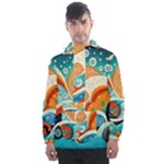 Waves Ocean Sea Abstract Whimsical Abstract Art Pattern Abstract Pattern Nature Water Seascape Men s Front Pocket Pullover Windbreaker