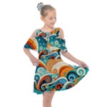 Waves Ocean Sea Abstract Whimsical Abstract Art Pattern Abstract Pattern Nature Water Seascape Kids  Shoulder Cutout Chiffon Dress