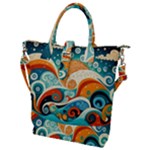 Waves Ocean Sea Abstract Whimsical Abstract Art Pattern Abstract Pattern Nature Water Seascape Buckle Top Tote Bag