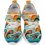 Waves Ocean Sea Abstract Whimsical Abstract Art Pattern Abstract Pattern Nature Water Seascape Kids  Velcro Strap Shoes