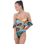 Waves Ocean Sea Abstract Whimsical Abstract Art Pattern Abstract Pattern Nature Water Seascape Drape Piece Swimsuit