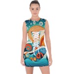 Waves Ocean Sea Abstract Whimsical Abstract Art Pattern Abstract Pattern Nature Water Seascape Lace Up Front Bodycon Dress