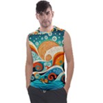 Waves Ocean Sea Abstract Whimsical Abstract Art Pattern Abstract Pattern Nature Water Seascape Men s Regular Tank Top