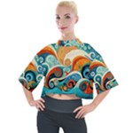 Waves Ocean Sea Abstract Whimsical Abstract Art Pattern Abstract Pattern Nature Water Seascape Mock Neck T-Shirt
