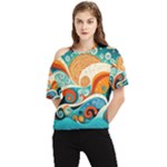 Waves Ocean Sea Abstract Whimsical Abstract Art Pattern Abstract Pattern Nature Water Seascape One Shoulder Cut Out T-Shirt