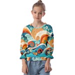 Waves Ocean Sea Abstract Whimsical Abstract Art Pattern Abstract Pattern Nature Water Seascape Kids  Cuff Sleeve Top