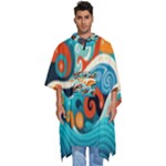 Waves Ocean Sea Abstract Whimsical Abstract Art Pattern Abstract Pattern Nature Water Seascape Men s Hooded Rain Ponchos