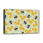Bees Pattern Honey Bee Bug Honeycomb Honey Beehive Deluxe Canvas 18  x 12  (Stretched)