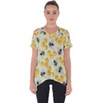Bees Pattern Honey Bee Bug Honeycomb Honey Beehive Cut Out Side Drop T-Shirt