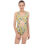 Bees Pattern Honey Bee Bug Honeycomb Honey Beehive Center Cut Out Swimsuit