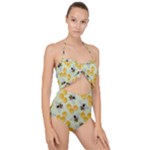 Bees Pattern Honey Bee Bug Honeycomb Honey Beehive Scallop Top Cut Out Swimsuit