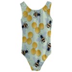 Bees Pattern Honey Bee Bug Honeycomb Honey Beehive Kids  Cut-Out Back One Piece Swimsuit
