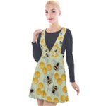 Bees Pattern Honey Bee Bug Honeycomb Honey Beehive Plunge Pinafore Velour Dress