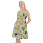 Bees Pattern Honey Bee Bug Honeycomb Honey Beehive Knee Length Skater Dress With Pockets