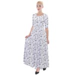 Music Notes Background Wallpaper Half Sleeves Maxi Dress
