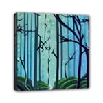 Nature Outdoors Night Trees Scene Forest Woods Light Moonlight Wilderness Stars Mini Canvas 6  x 6  (Stretched)