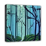 Nature Outdoors Night Trees Scene Forest Woods Light Moonlight Wilderness Stars Mini Canvas 8  x 8  (Stretched)