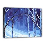 Landscape Outdoors Greeting Card Snow Forest Woods Nature Ai Generated Path Trail Santa s Village Vi Canvas 16  x 12  (Stretched)
