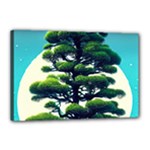 Pine Moon Tree Landscape Nature Scene Stars Setting Night Midnight Full Moon Canvas 18  x 12  (Stretched)