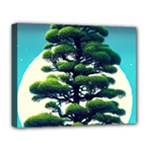 Pine Moon Tree Landscape Nature Scene Stars Setting Night Midnight Full Moon Deluxe Canvas 20  x 16  (Stretched)