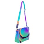 Circle Colorful Rainbow Spectrum Button Gradient Shoulder Bag with Back Zipper