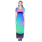 Circle Colorful Rainbow Spectrum Button Gradient Short Sleeve Maxi Dress