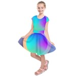Circle Colorful Rainbow Spectrum Button Gradient Kids  Short Sleeve Dress