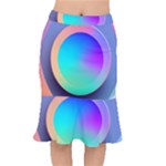 Circle Colorful Rainbow Spectrum Button Gradient Short Mermaid Skirt