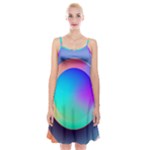 Circle Colorful Rainbow Spectrum Button Gradient Spaghetti Strap Velvet Dress