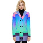 Circle Colorful Rainbow Spectrum Button Gradient Button Up Hooded Coat 