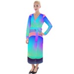 Circle Colorful Rainbow Spectrum Button Gradient Velvet Maxi Wrap Dress