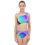 Circle Colorful Rainbow Spectrum Button Gradient Spliced Up Two Piece Swimsuit