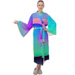 Circle Colorful Rainbow Spectrum Button Gradient Maxi Velvet Kimono
