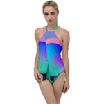 Circle Colorful Rainbow Spectrum Button Gradient Go with the Flow One Piece Swimsuit