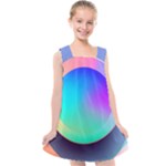 Circle Colorful Rainbow Spectrum Button Gradient Kids  Cross Back Dress