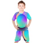 Circle Colorful Rainbow Spectrum Button Gradient Kids  T-Shirt and Shorts Set
