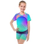 Circle Colorful Rainbow Spectrum Button Gradient Kids  Mesh T-Shirt and Shorts Set