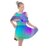 Circle Colorful Rainbow Spectrum Button Gradient Kids  Shoulder Cutout Chiffon Dress