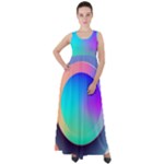 Circle Colorful Rainbow Spectrum Button Gradient Empire Waist Velour Maxi Dress