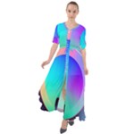 Circle Colorful Rainbow Spectrum Button Gradient Waist Tie Boho Maxi Dress