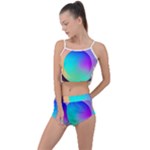 Circle Colorful Rainbow Spectrum Button Gradient Summer Cropped Co-Ord Set