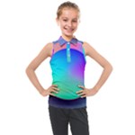 Circle Colorful Rainbow Spectrum Button Gradient Kids  Sleeveless Polo T-Shirt