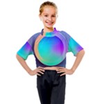 Circle Colorful Rainbow Spectrum Button Gradient Kids Mock Neck T-Shirt